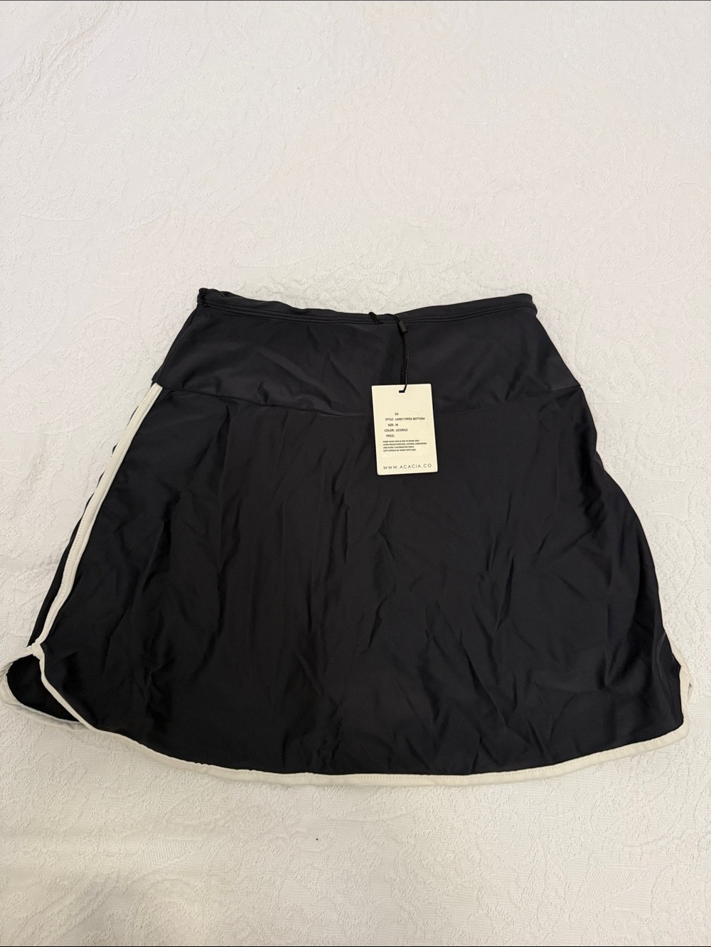 acacia swimwear Black Mini Skirt with White Trim